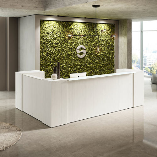 Balcão de recepção modular - AXIOM - Styloffice S.p.a. - curvo / em madeira / em vidro