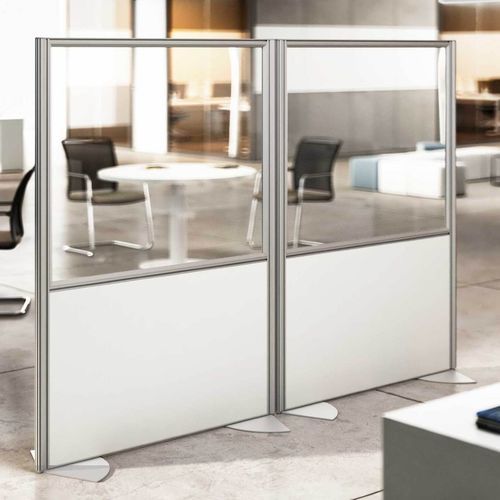 Separador de estações de trabalho de mesa - ANTI COVID 19 - Styloffice S.p.a. - de piso / em vidro / em alumínio anodizado