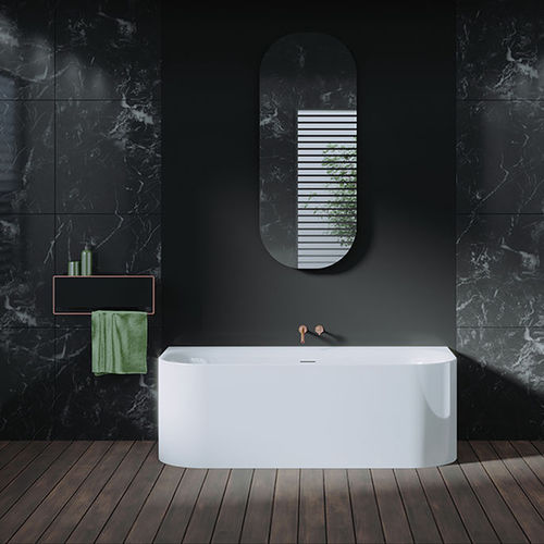 Banheira oval - DEVOTION BACK-2-WALL - RIHO - freestanding / em acrílico / contemporânea