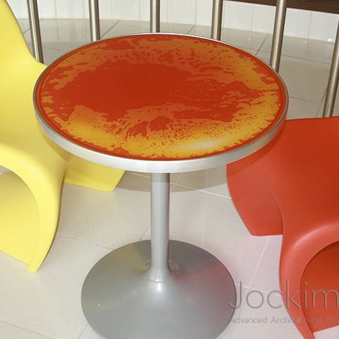 Mesa contemporânea - LIQUID LAVA™ - Aag-glass - em policarbonato / com base em policarbonato / quadrada