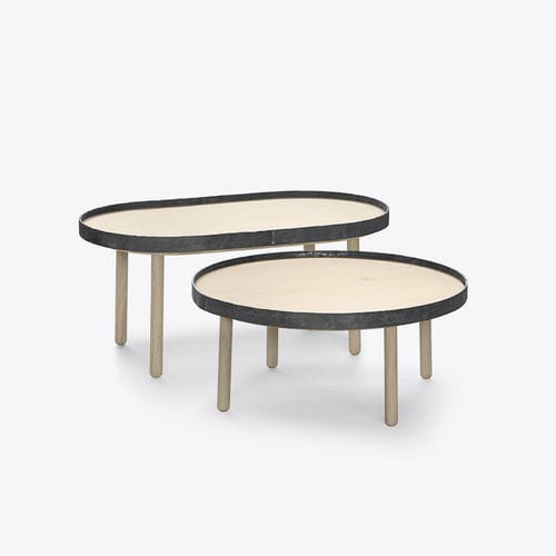 Mesa de centro contemporânea - EGON - Alki - em carvalho / em ferro forjado / com base em carvalho