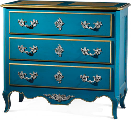 Cômoda de estilo Luís XV - CHEVERNY : 37011 - LABARERE - em madeira laqueada / 3 gavetas / azul