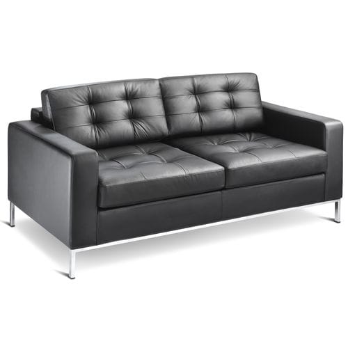 Sofá de design minimalista - CHECK - Connection - em couro / preto / de 2 lugares