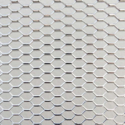 Tela metálica arquitetônica - Actis Furio - com malha hexagonal / expandida / prateada