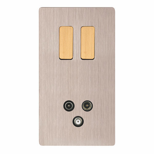 Interruptor gangorra - M - MOD ELEC - de embutir / duplo / em latão