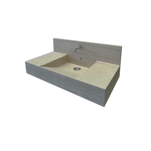 Pia com 1 cuba - STILE - PIETRE DI RAPOLANO PDR SRL - com escorredor / em mármore travertino / de apoio