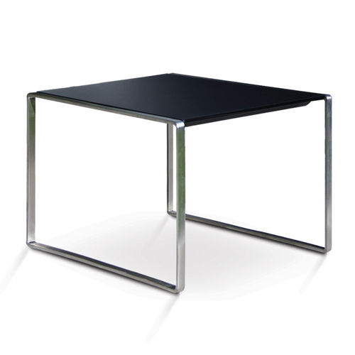 Mesa lateral contemporânea - MESONA 50 - FueraDentro - em teca / em vidro / com base em aço inoxidável