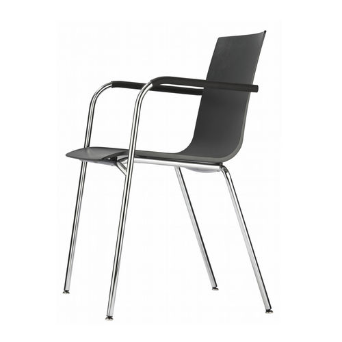 Cadeira contemporânea - S 160 - THONET - para ambiente interno / em polipropileno / com base em metal cromado