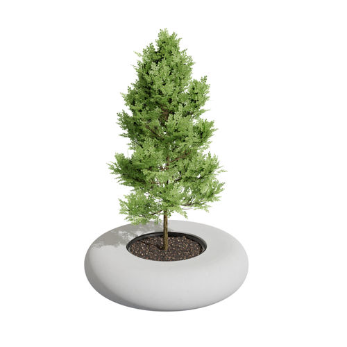 Floreira em concreto - FLOWER STONE XL C - A Amop Synergies - redonda / com banco integrado / contemporânea