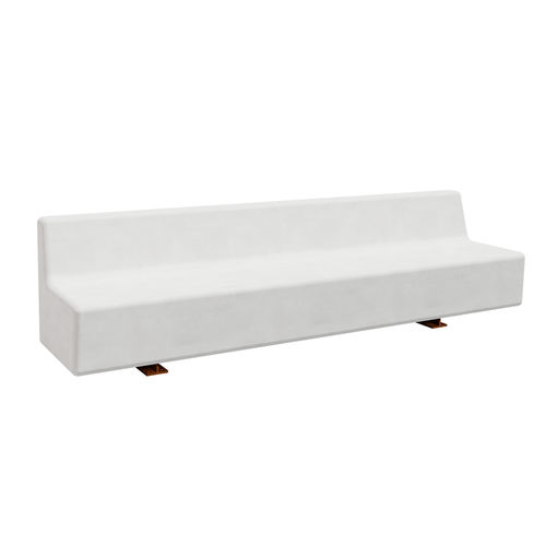 Banco para espaço público contemporâneo - TEJO Collective 240 - A Amop Synergies - em concreto / em aço Corten / com encosto