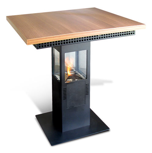 Mesa alta contemporânea - STAR-TABLE©: 999  - direct cheminée - em aço termolacado / retangular / com queimador de bioetanol