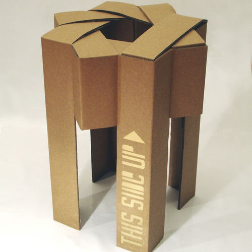 Banqueta de design original - THIS SIDE UP - DAVIS GRAAS - com base em cartão / marrom