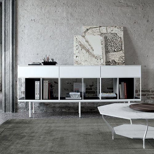 Buffet aparador contemporâneo - ATELIER  - extendo - em carvalho / em vidro laqueado / em aço revestido a pó