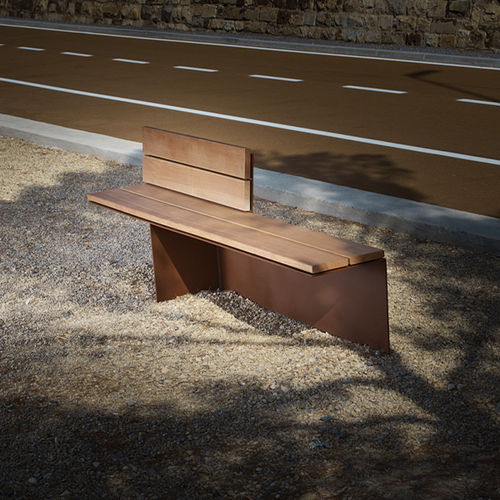 Banco de jardim contemporâneo - MONSIEUR - CYRIA | Mobilier Urbain - em madeira / em aço / em aço termolacado