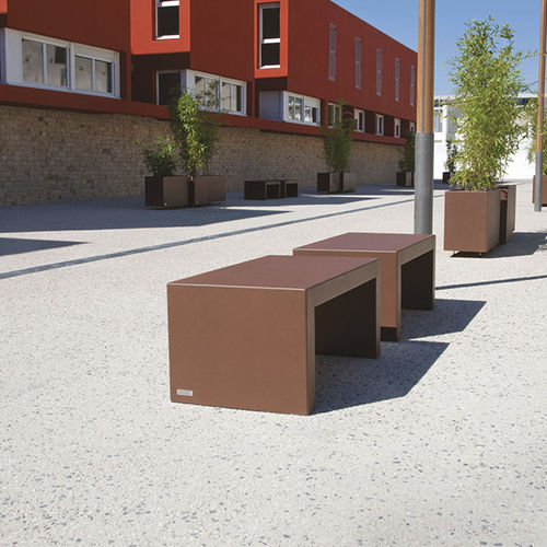 Banco para espaço público contemporâneo - EUDALD - CYRIA | Mobilier Urbain - em aço / em aço inoxidável / em aço termolacado