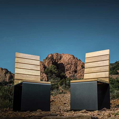 Cadeira contemporânea - ABSOLUT - CYRIA | Mobilier Urbain - para ambiente externo / em madeira / com base em aço