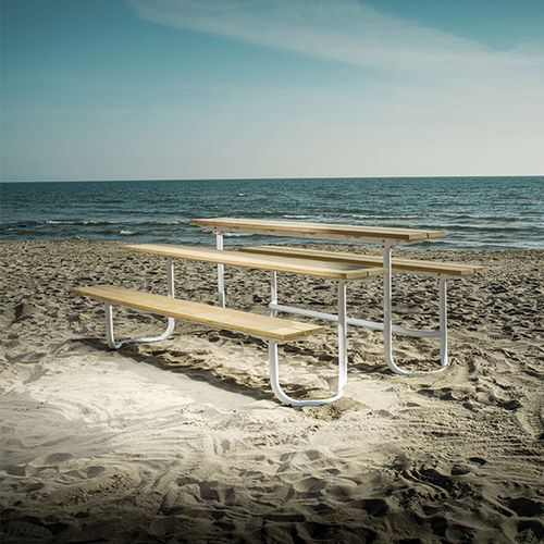 Mesa contemporânea - ARE - CYRIA | Mobilier Urbain - em madeira / com base em aço / com base em aço inoxidável