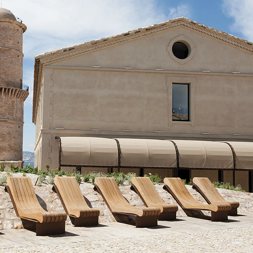 Chaise longue contemporânea - MIGRATION - CYRIA | Mobilier Urbain - em madeira / em aço / em aço inoxidável
