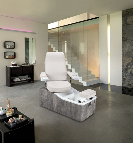 Cadeira spa pedicure em couro sintético - CAPRI PEDI - Lemi BEAUTY & SPA - em metal cromado / branca / bege