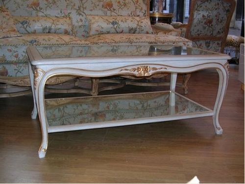 Mesa de centro de estilo Luís XV - CELIA - Balcaen - em vidro / em madeira / retangular