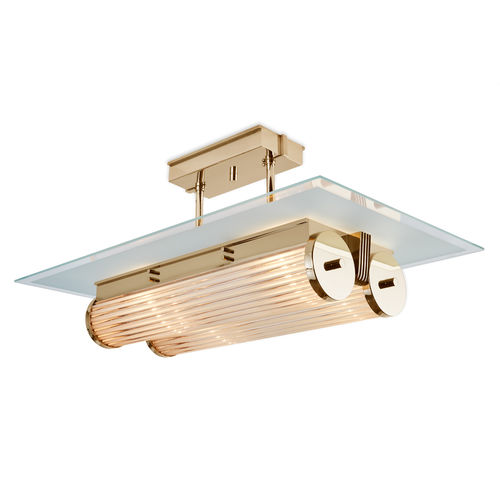 Plafon clássico - BRUXELLES GOLD - Art Deco Schneider - em vidro / em latão polido / de LED