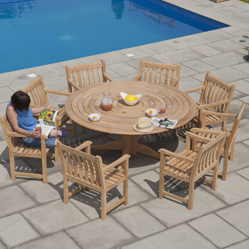 Mesa de jantar contemporânea - Bengal  - Alexander Rose - em carvalho / com base em madeira / redonda