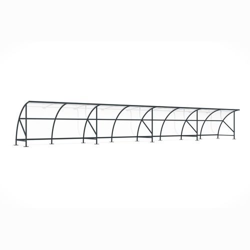 Abrigo para bicicletas com cobertura de policarbonato - Bamberg B 1/16 RAL 7016 - wsm Raumsysteme - sustentável / modular / em aço galvanizado