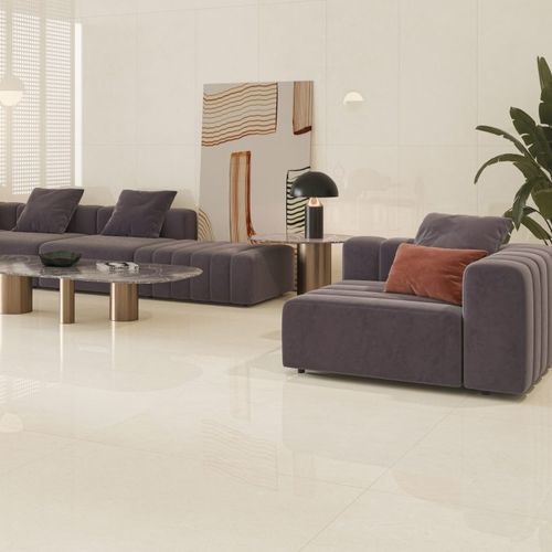 Placas de revestimento em grés porcelanato - BELLE CREAM - Azulev - polida / para ambiente interno / para sala