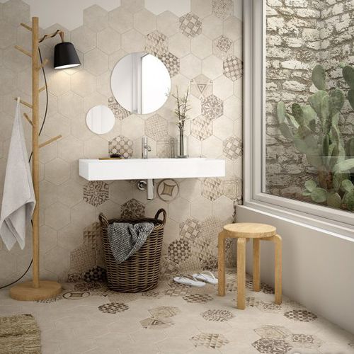 Revestimento hexagonal em grés porcelanato - HEXATILE CEMENT - Equipe Cerámicas - fosco / para ambiente interno / de parede