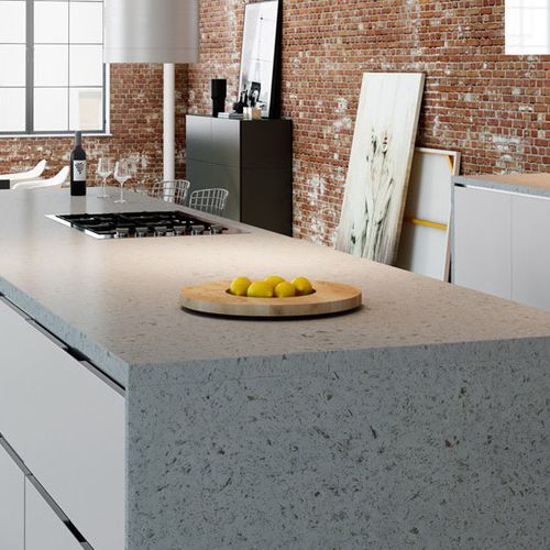 Tampo de bancada em quartzo - ICE CONCRETE - COMPAC The Surfaces Company - para cozinha