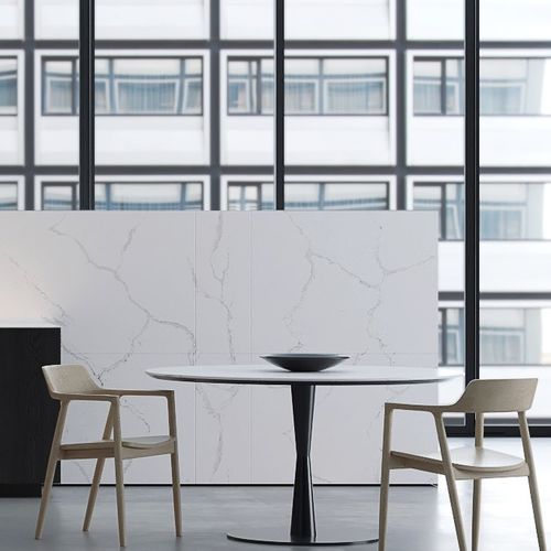 Tampo de bancada em compósito de quartzo - UNIQUE STATUARIOTM - COMPAC The Surfaces Company - para cozinha / para banheiro / branco