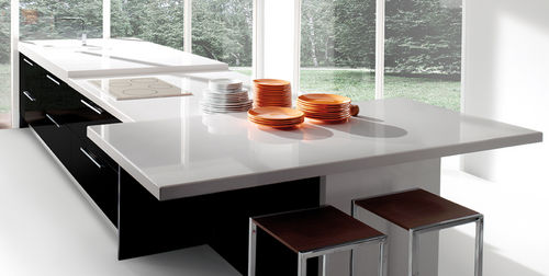 Tampo de bancada em compósito de quartzo - ABSOLUTE BLANC - COMPAC The Surfaces Company - para cozinha / de borda reta