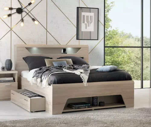 Cama de casal - MULTY - Meubles Célio - contemporânea / com cabeceira em capitonê / com box baú