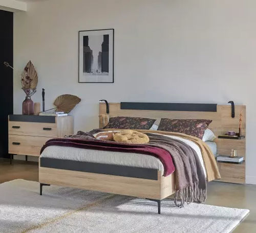 Cama de casal - FIRST - Meubles Célio - contemporânea / com cabeceira / com prateleiras