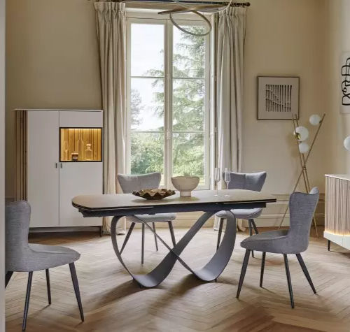 Mesa de jantar contemporânea - TOPAZE - Meubles Célio - em cerâmica / com base metálica / retangular