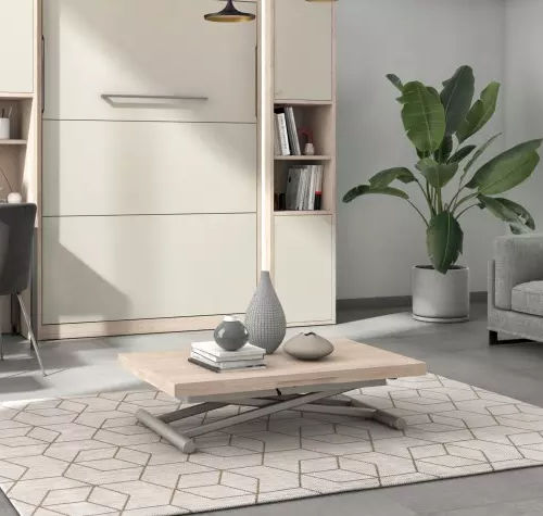 Mesa de centro contemporânea - SMART - Meubles Célio - em laminado melamínico / com base em aço / retangular