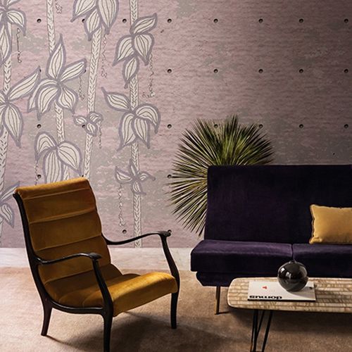 Papel de parede contemporâneo - GROOMING - Wall&Deco - vinílico / floral / efeito de tecido