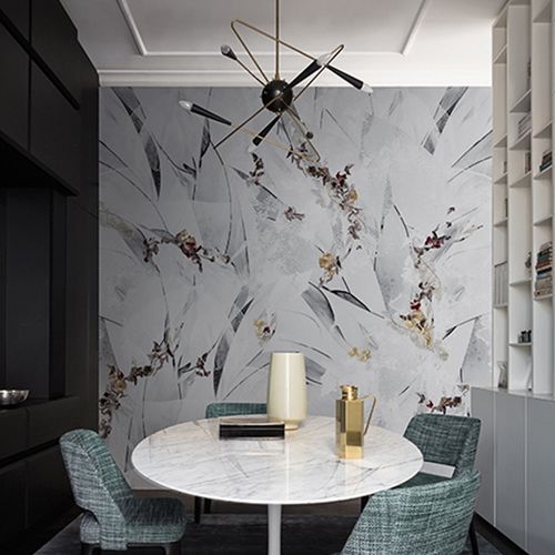 Papel de parede contemporâneo - MONT BLANC - Wall&Deco - vinílico / com padrão floral / cinza