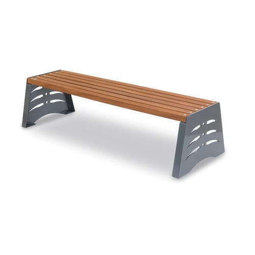 Banco para espaço público contemporâneo - SHARK 2         - Dimo Group Srl - em madeira / em madeira exótica / em aço galvanizado