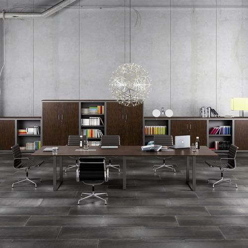 Mesa de reunião contemporânea - ADAPTA 2 PLUS - JG Group - com folheado de madeira / metálica / em laminado melamínico
