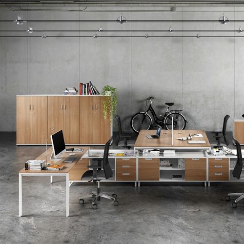 Armário de arquivo baixo - LP - JG Group - alto / em laminado melamínico / com porta de abrir