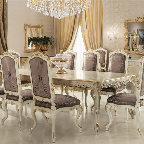 Mesa de jantar de estilo - 15117 - Modenese Luxury Interiors - em madeira maciça / em madeira folheada a ouro / em tecido