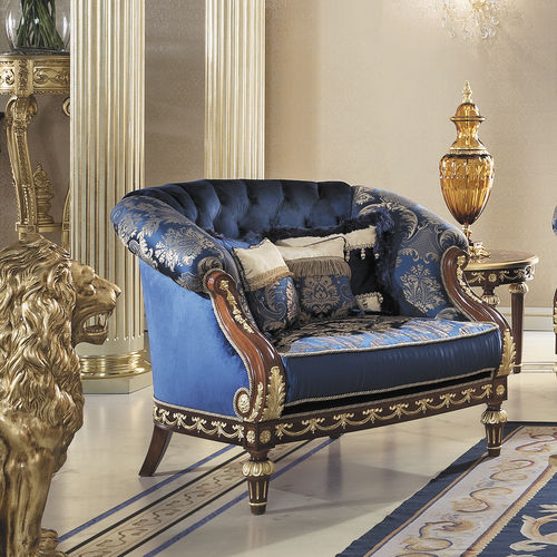 Poltrona de estilo - 14438 - Modenese Luxury Interiors - em veludo / em madeira maciça / com almofada removível