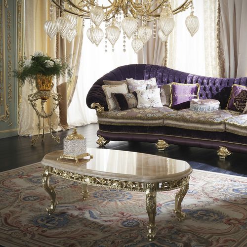 Mesa de centro de estilo - 15623 - Modenese Luxury Interiors - em madeira maciça / com base em madeira maciça / oval