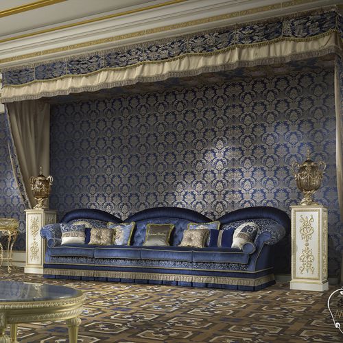 Sofá de estilo - 14416 - Modenese Luxury Interiors - em tecido / feito à mão / azul