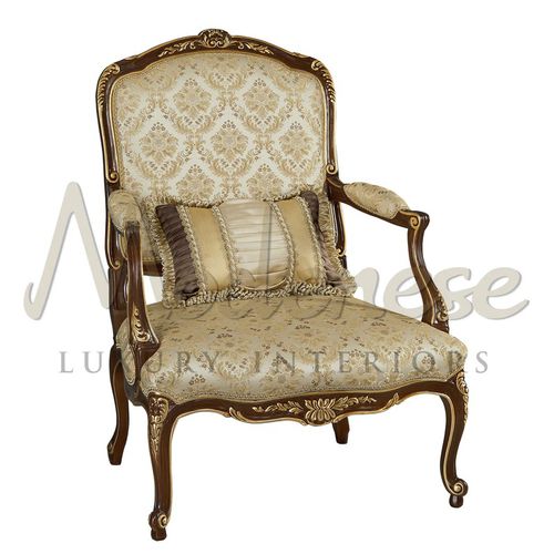 Poltrona de estilo - 15423 - Modenese Luxury Interiors - em tecido / em madeira / bege