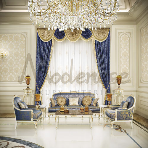 Sofá de estilo - 15458 - Modenese Luxury Interiors - em tecido / em madeira / made in Italy
