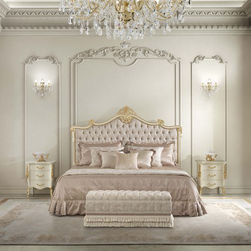 Cama de casal - 17210 - Modenese Luxury Interiors - clássica / com cabeceira estofada / em tecido