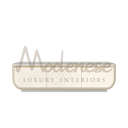 Suporte de piso para TV contemporâneo - 20146 - Modenese Luxury Interiors - sob medida / com 3 portas / em madeira laqueada brilhante