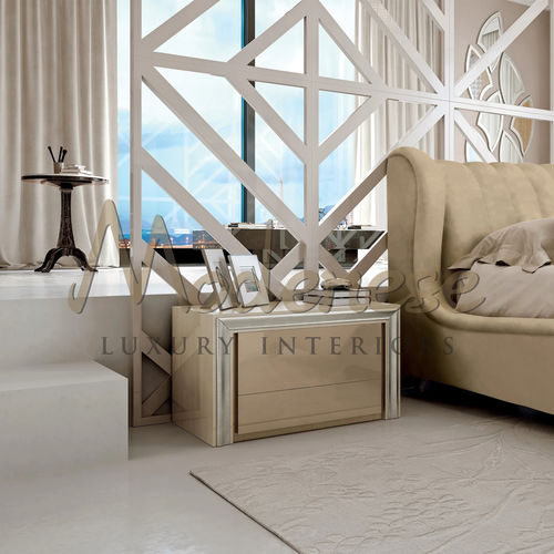 Criado-mudo de design minimalista - 21205 - Modenese Luxury Interiors - em madeira laqueada / em madeira laqueada brilhante / plano
